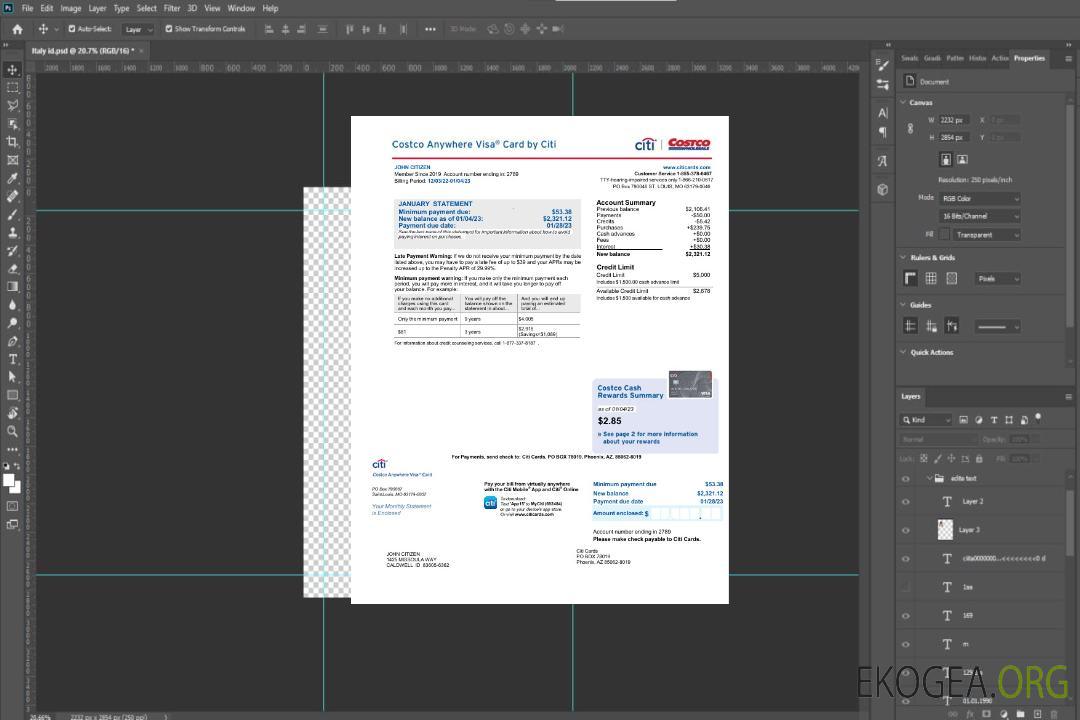 Modèle Word et PDF de relevé de carte bancaire USA Citi, 2 pages template Modèle Word et PDF de relevé de carte bancaire USA Citi, 2 pages template